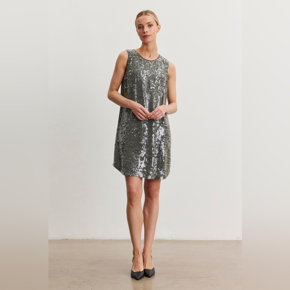 Anthropologie Dresses & Skirts - Anthropologie Velvet gray-green Sequin dress